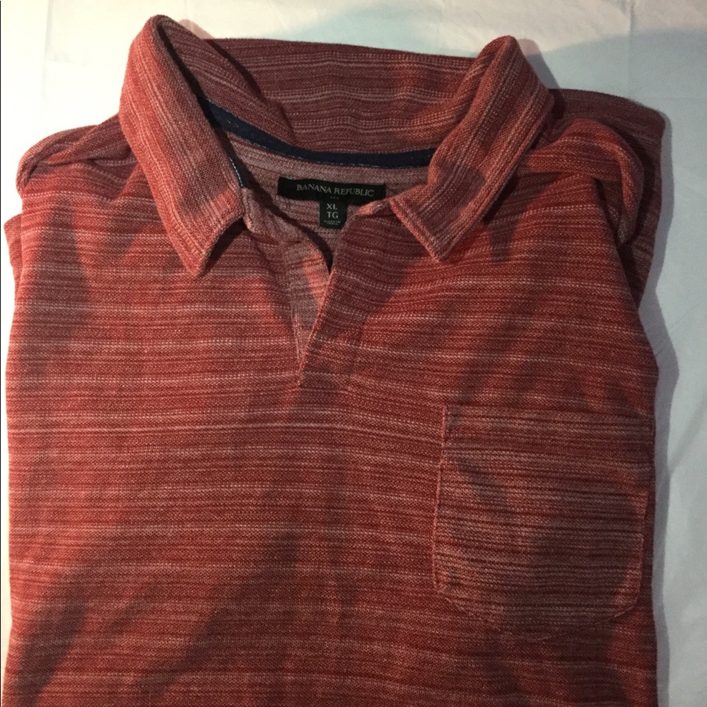 Banana Republic polo shirt dark raspberry strips men's XL
